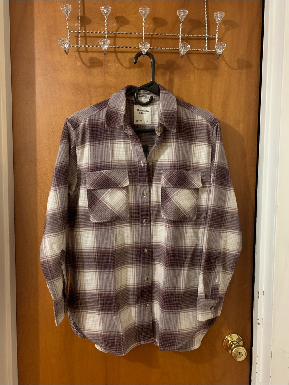 Abercrombie Button Down Flannel Shirt - Purple and Cream
